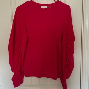 Calvin Klein fuchsia puff sleeve blouse. Size small